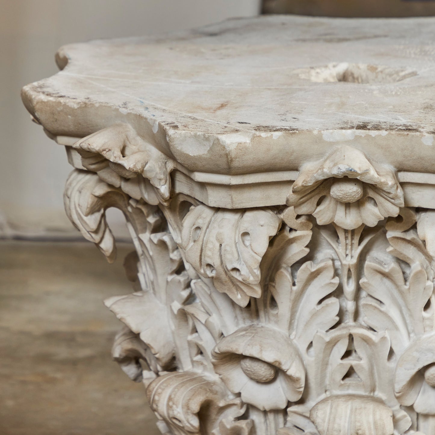 Pair of Carrara Marble Roman Capitals