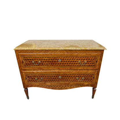 Pair of Veneered Marquetry Commodes