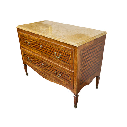 Pair of Veneered Marquetry Commodes