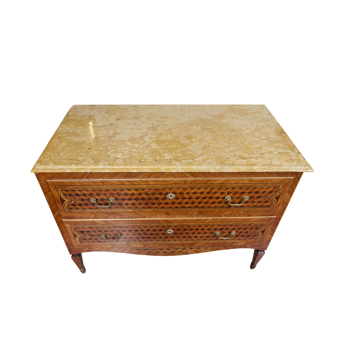 Pair of Veneered Marquetry Commodes