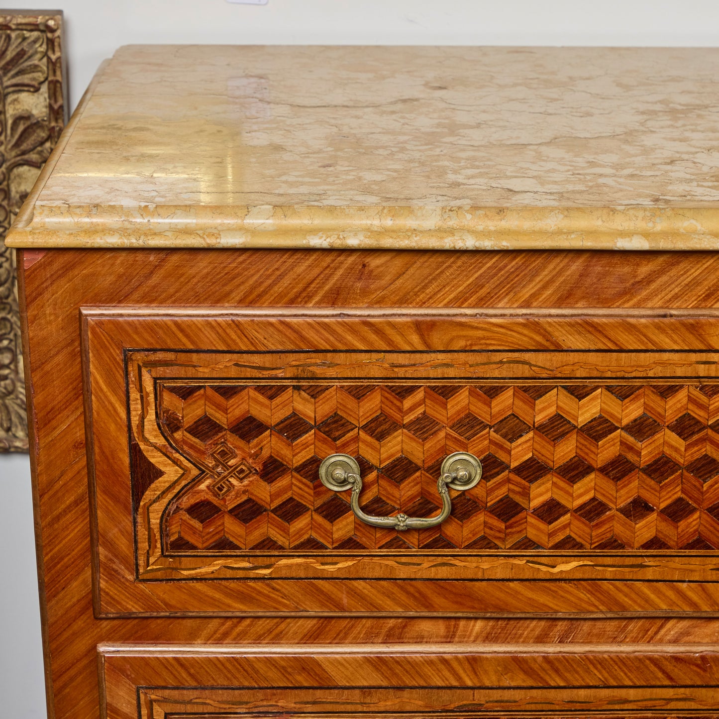 Pair of Veneered Marquetry Commodes