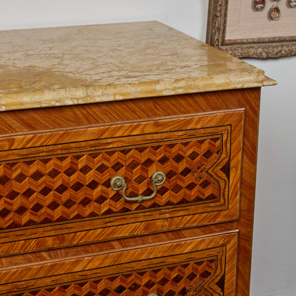 Pair of Veneered Marquetry Commodes