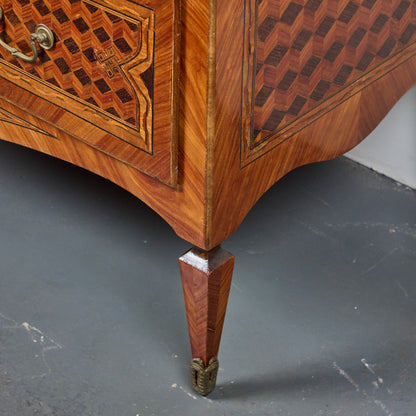 Pair of Veneered Marquetry Commodes