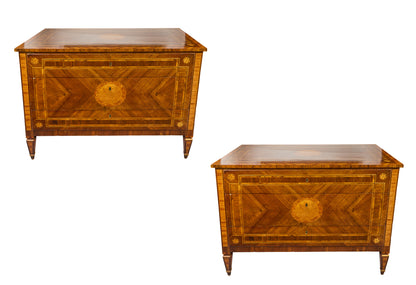 Pair of Walnut and Pear Marquetry Commodes