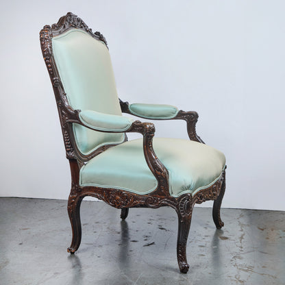 Pair Renaissance Style Walnut Armchairs