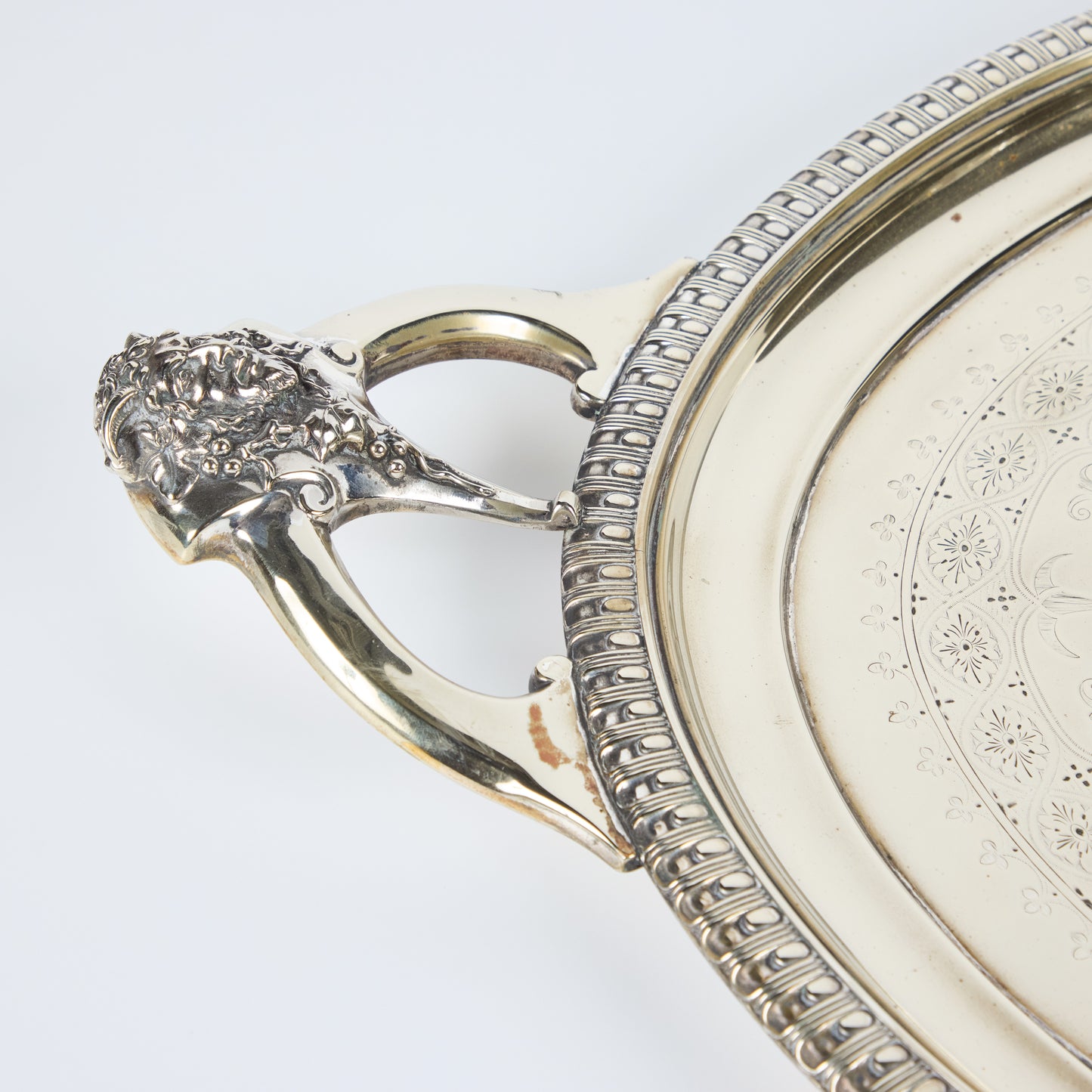 Engraved, Italian Silver Tray