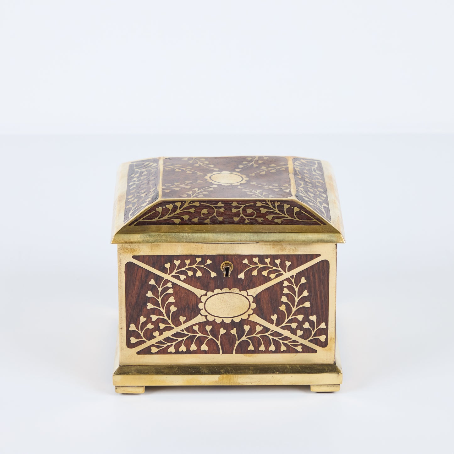 Wood and Brass Hinged Box by Erhard and Sohne