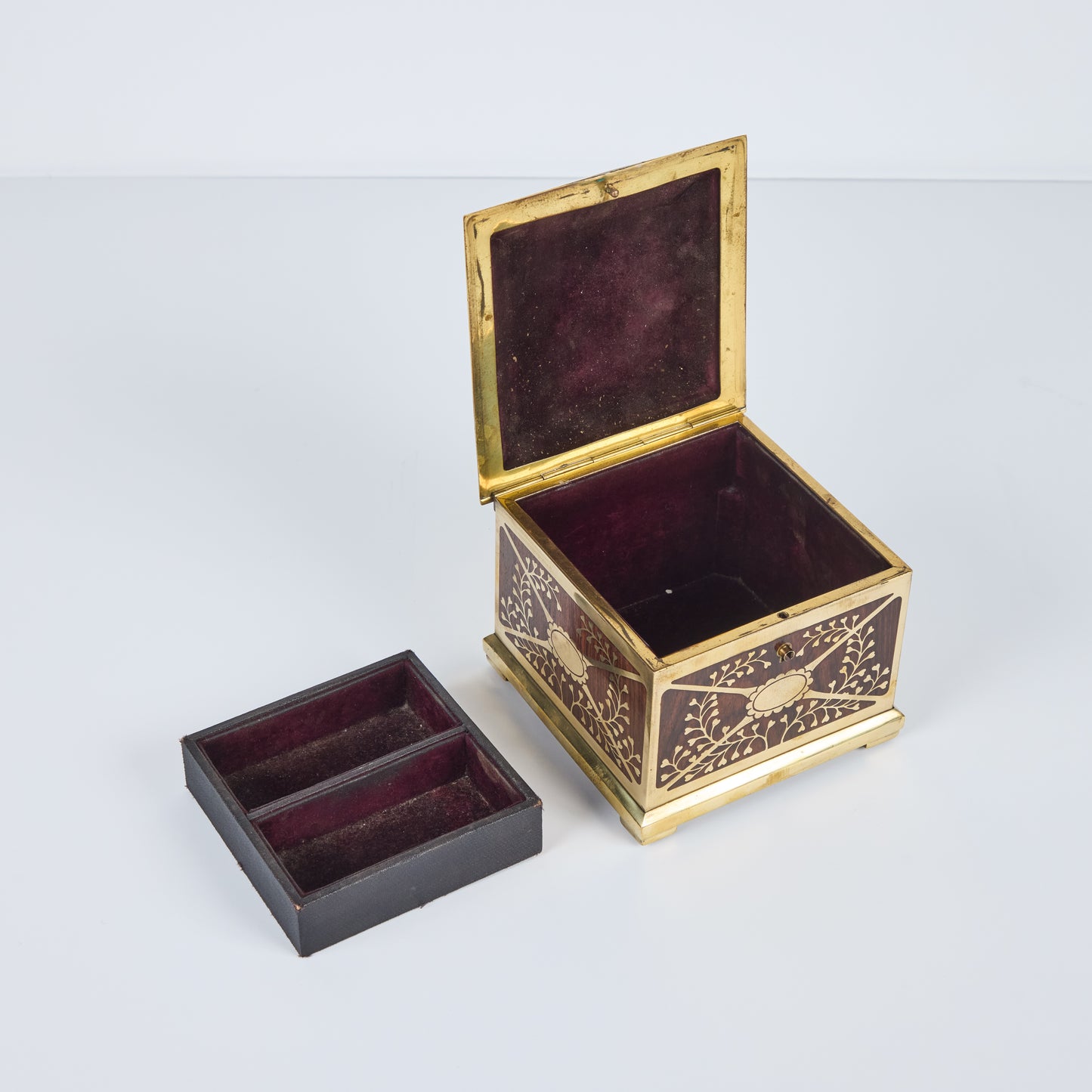 Wood and Brass Hinged Box by Erhard and Sohne