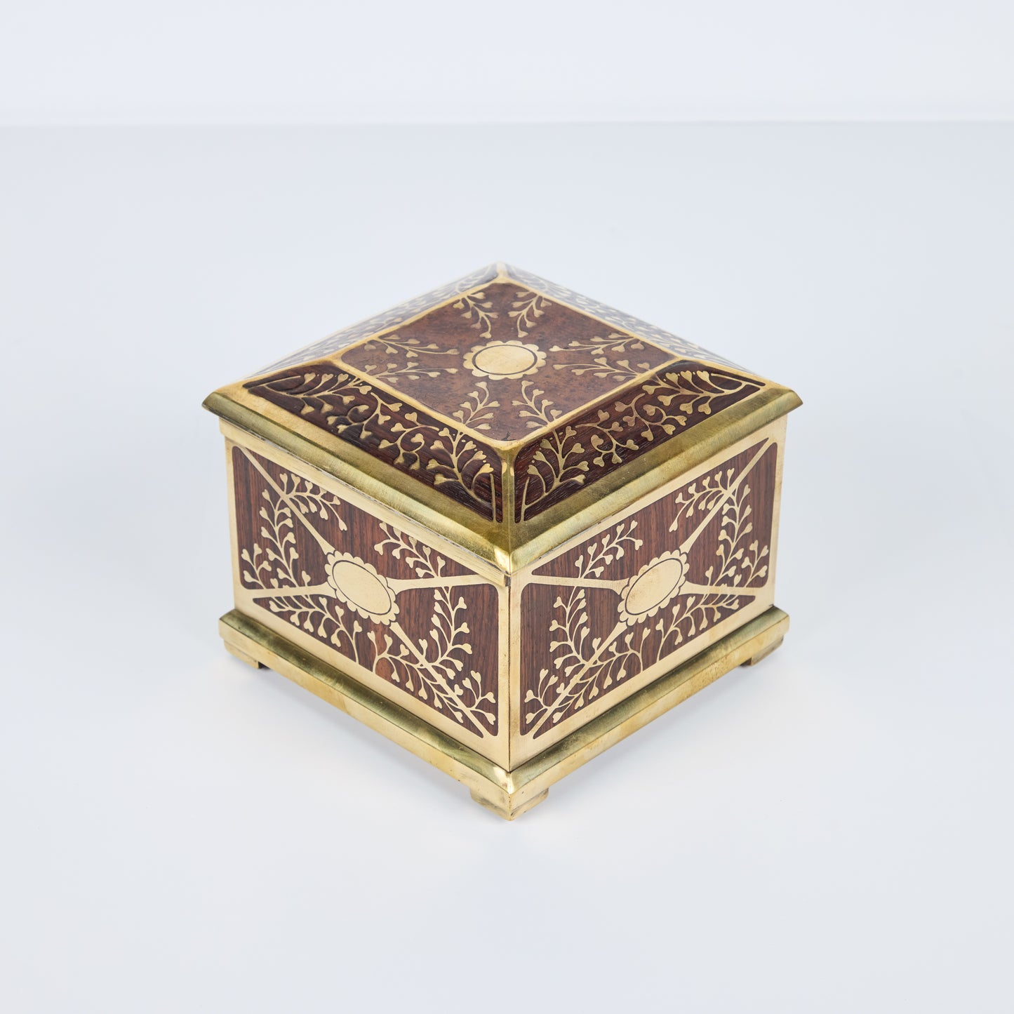 Wood and Brass Hinged Box by Erhard and Sohne