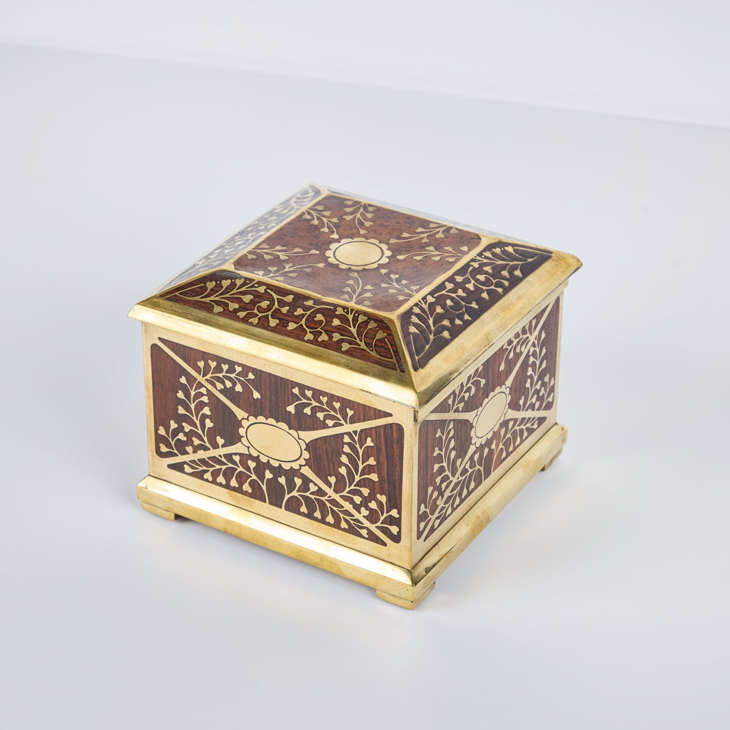 Wood and Brass Hinged Box by Erhard and Sohne