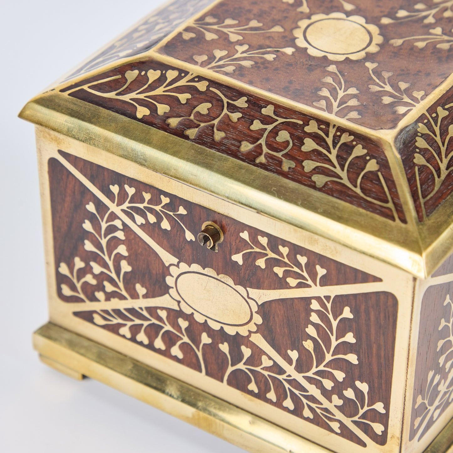 Wood and Brass Hinged Box by Erhard and Sohne