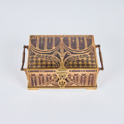 Hand-Crafted Wood and Brass Box by Erhard and Sohne