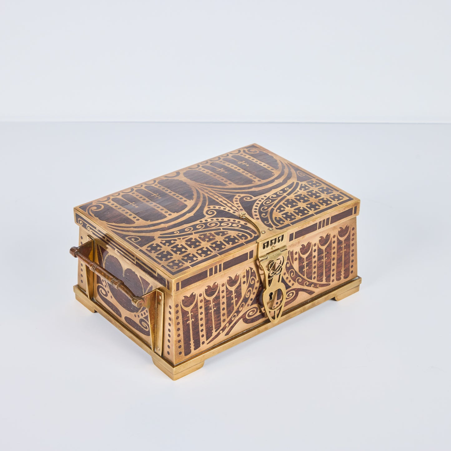 Hand-Crafted Wood and Brass Box by Erhard and Sohne