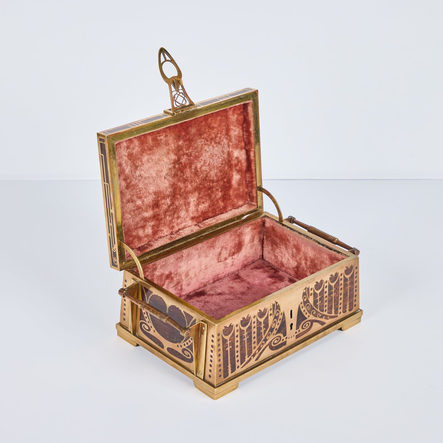 Hand-Crafted Wood and Brass Box by Erhard and Sohne