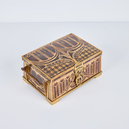 Hand-Crafted Wood and Brass Box by Erhard and Sohne