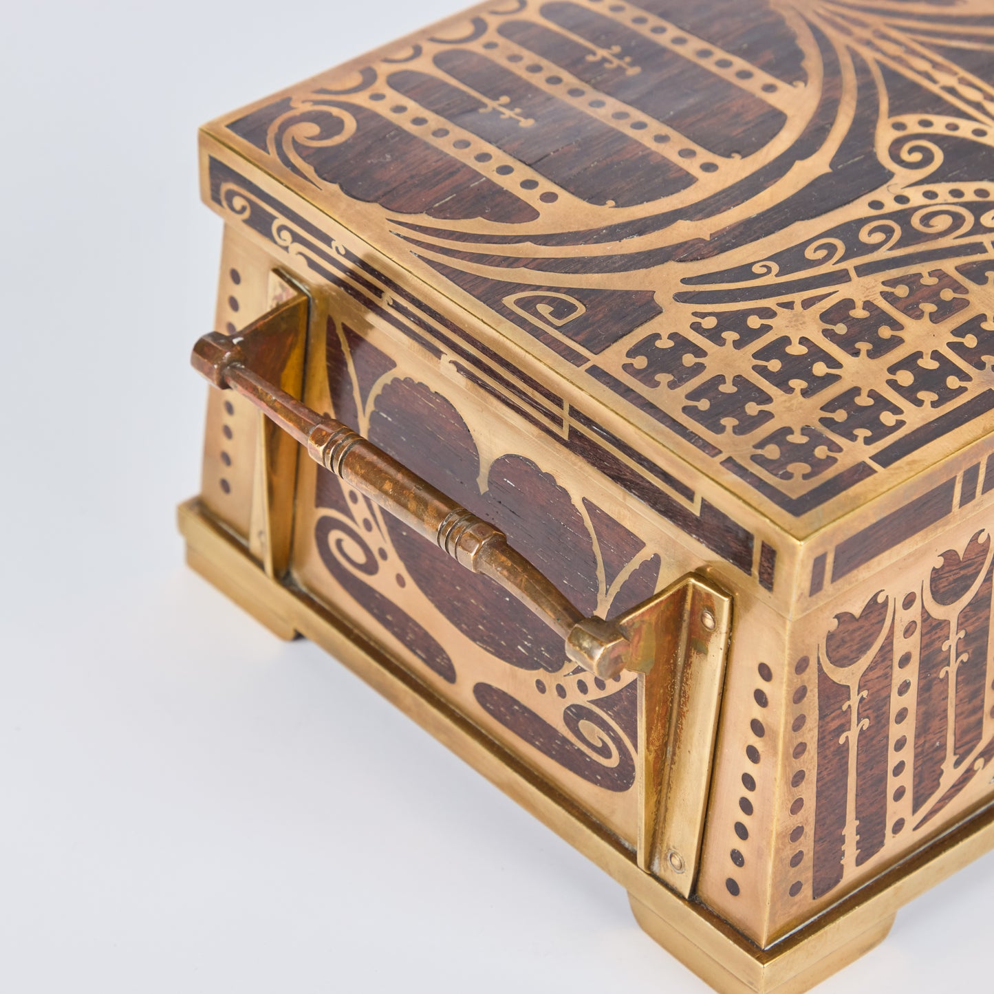 Hand-Crafted Wood and Brass Box by Erhard and Sohne