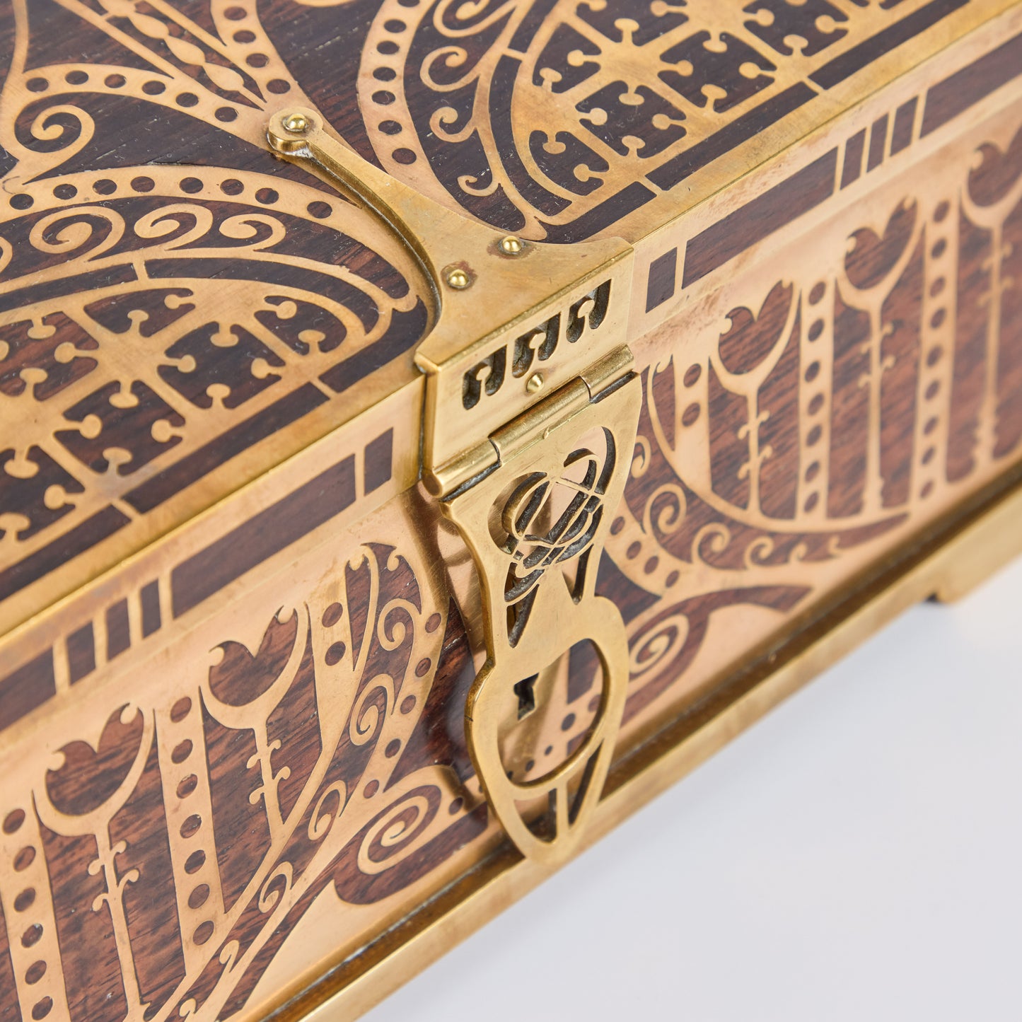 Hand-Crafted Wood and Brass Box by Erhard and Sohne