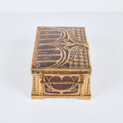 Hand-Crafted Wood and Brass Box by Erhard and Sohne