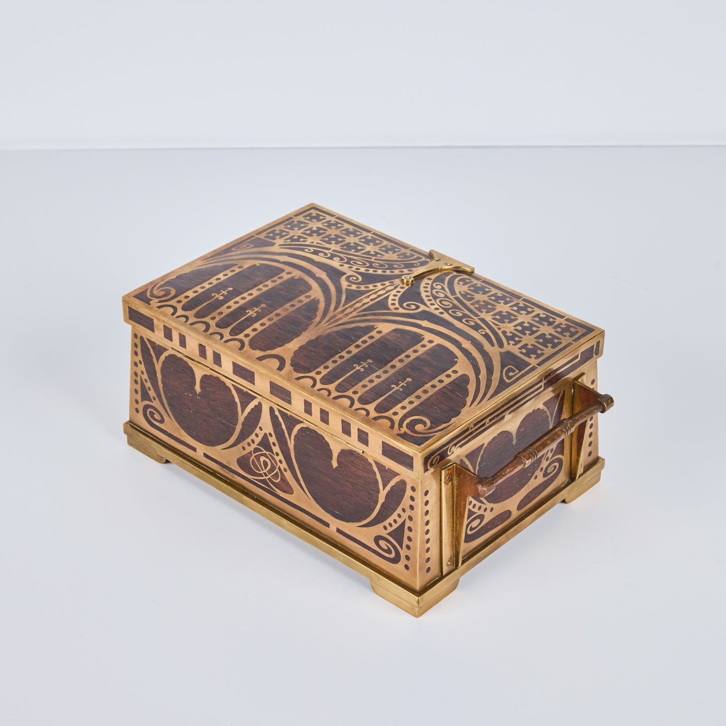 Hand-Crafted Wood and Brass Box by Erhard and Sohne