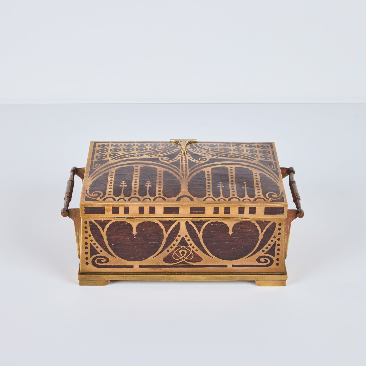 Hand-Crafted Wood and Brass Box by Erhard and Sohne