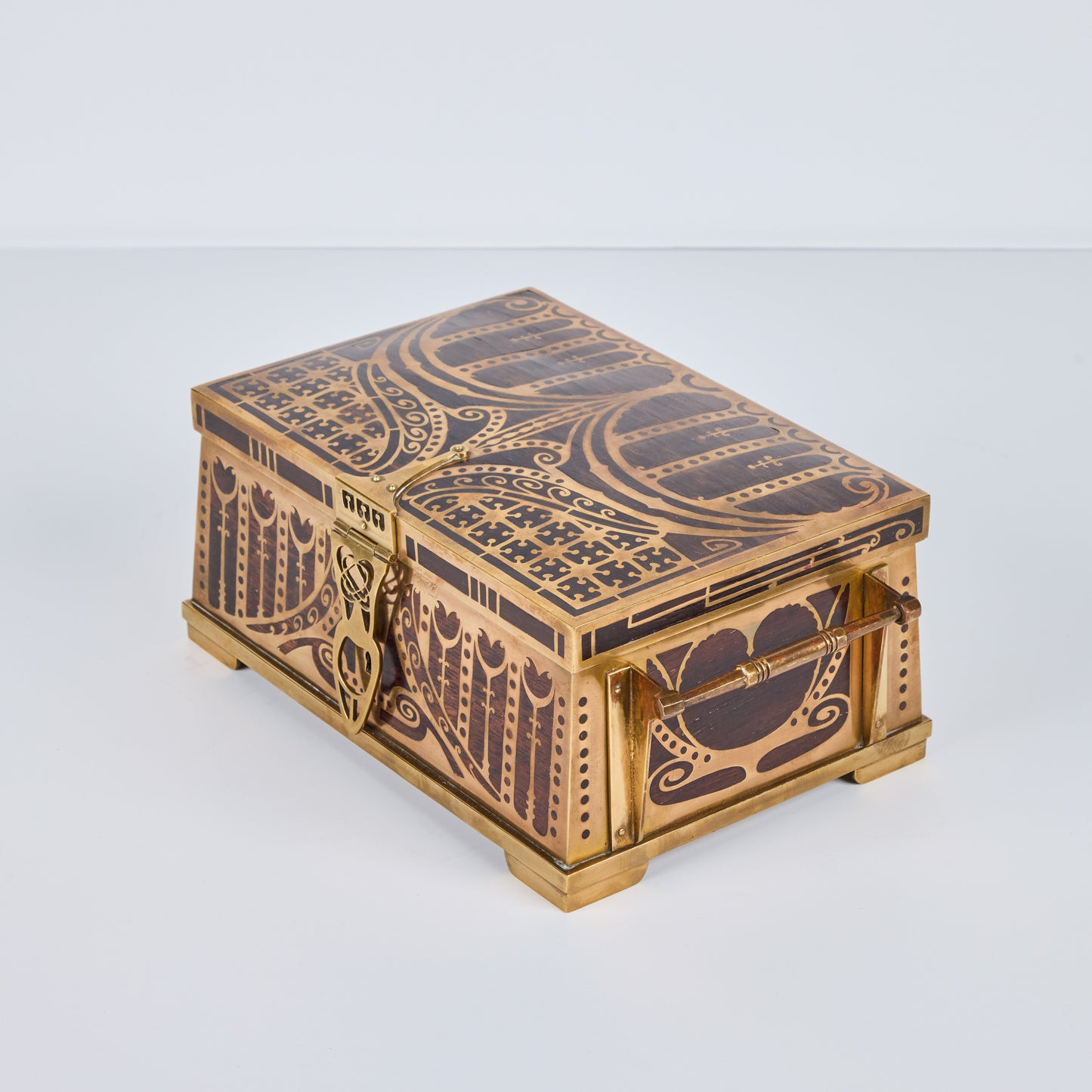 Hand-Crafted Wood and Brass Box by Erhard and Sohne