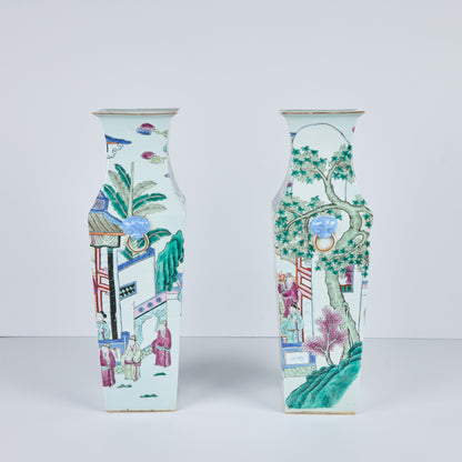 Pair of Chinese Porcelain Square Vases