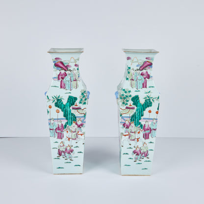 Pair of Chinese Porcelain Square Vases