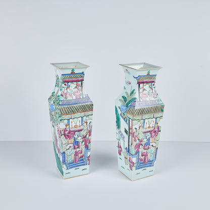 Pair of Chinese Porcelain Square Vases