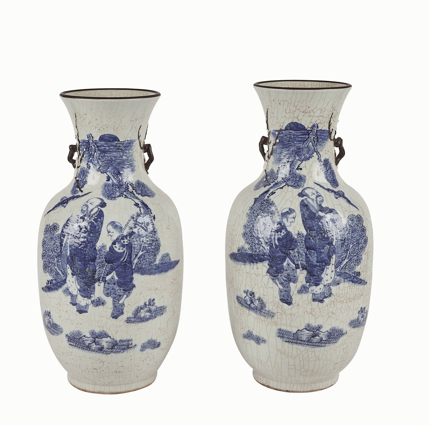 Pair of Chinese Porcelain Vases with Crackle Glaze