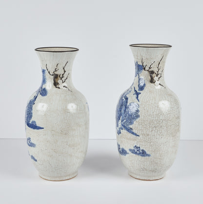 Pair of Chinese Porcelain Vases with Crackle Glaze