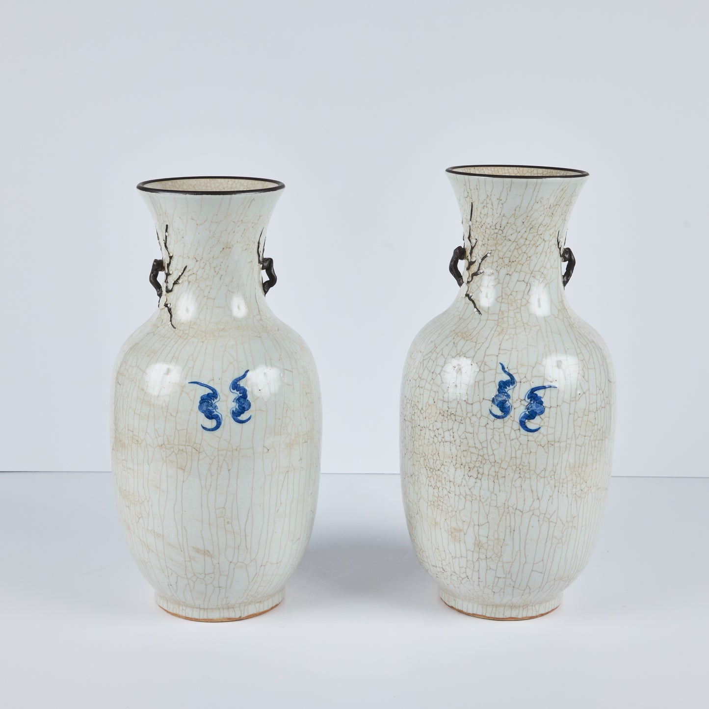 Pair of Chinese Porcelain Vases with Crackle Glaze