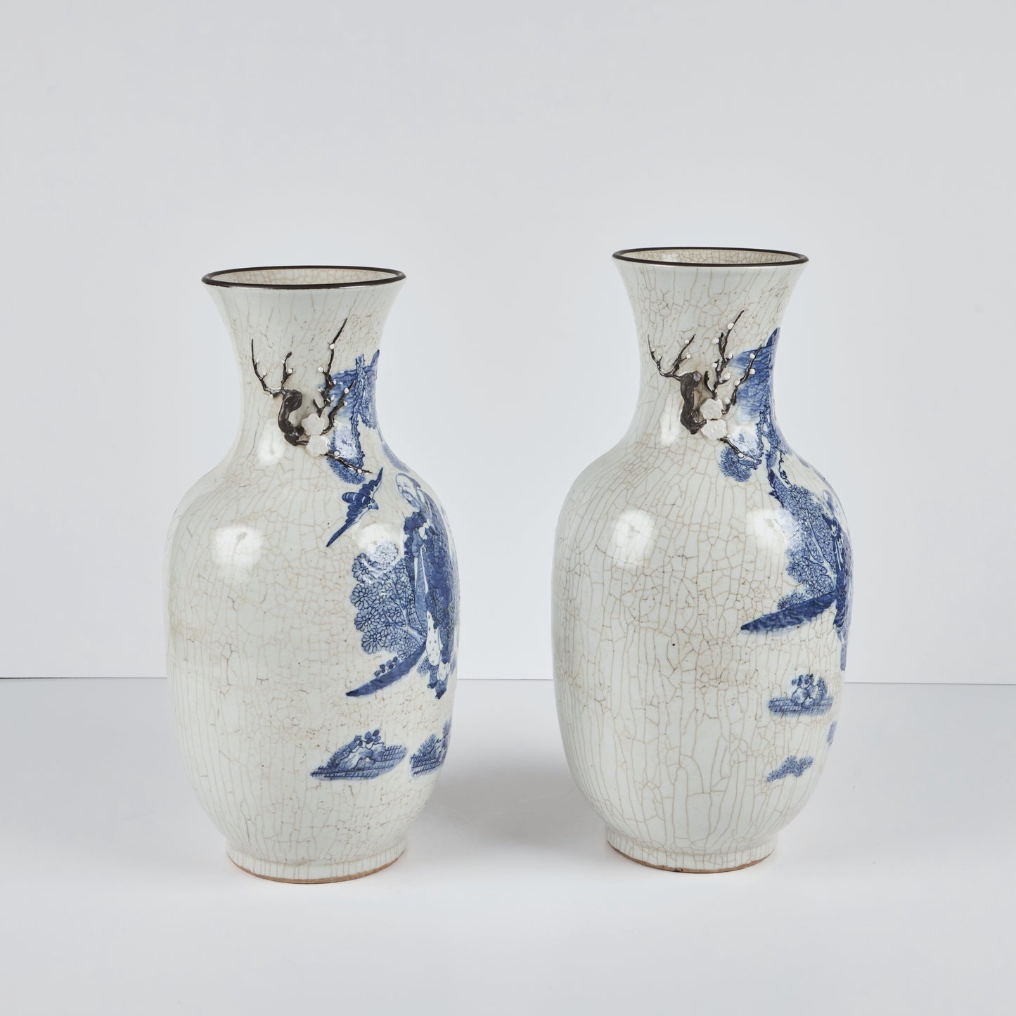 Pair of Chinese Porcelain Vases with Crackle Glaze