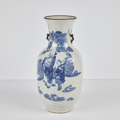 Pair of Chinese Porcelain Vases with Crackle Glaze