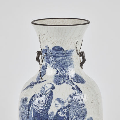 Pair of Chinese Porcelain Vases with Crackle Glaze