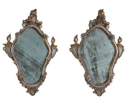 Pair Left/Right Gilt-wood Venetian Mirrors