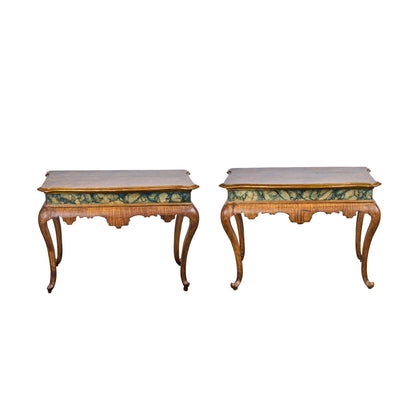 Pair Faux Marble and Gilded Consoles