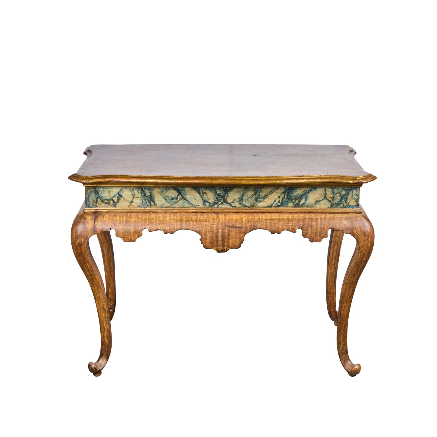 Pair Faux Marble and Gilded Consoles