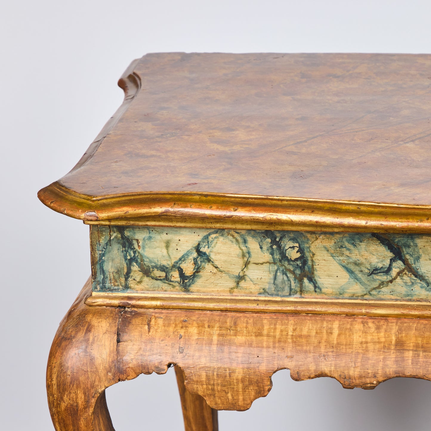 Pair Faux Marble and Gilded Consoles