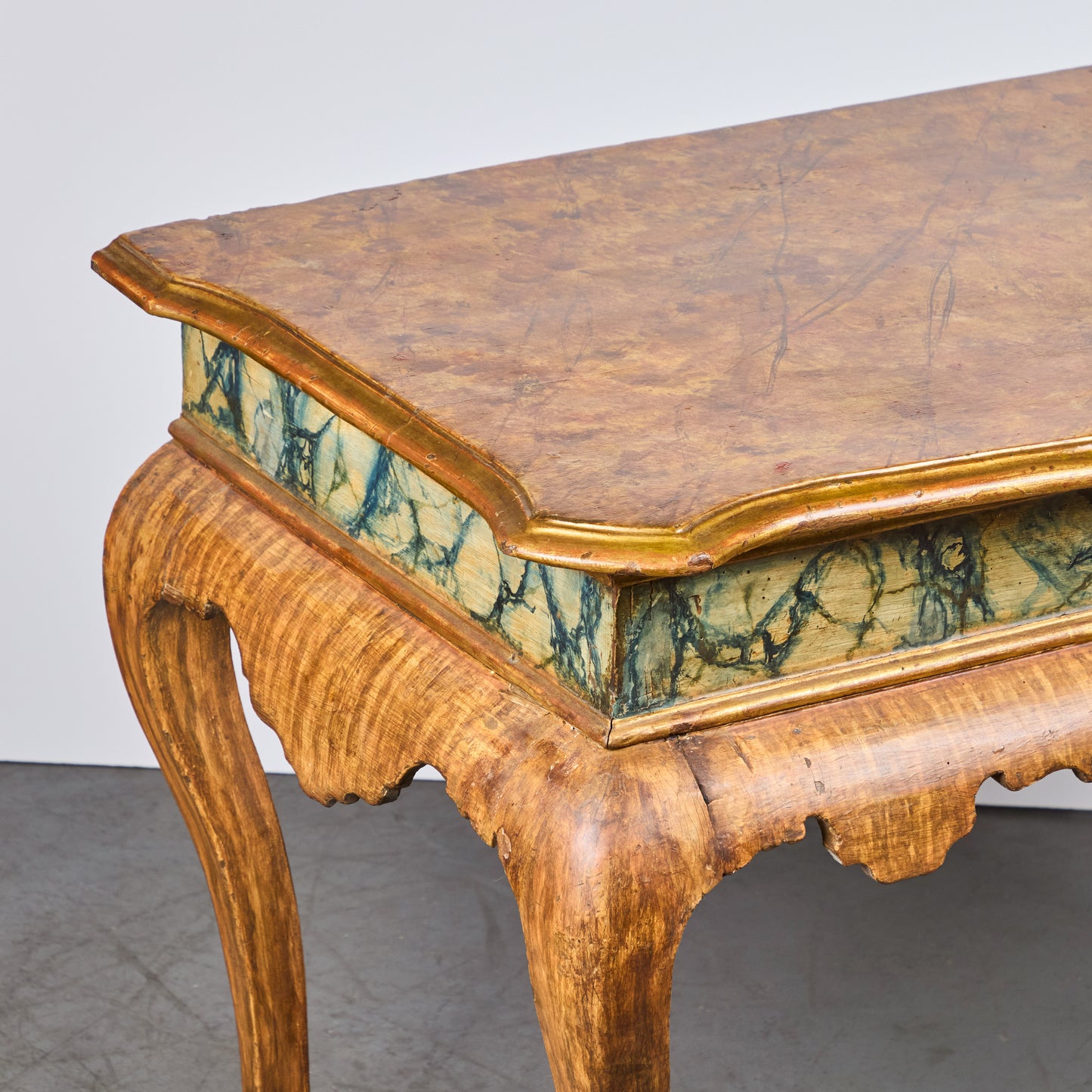 Pair Faux Marble and Gilded Consoles