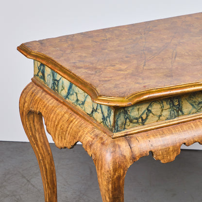 Pair Faux Marble and Gilded Consoles