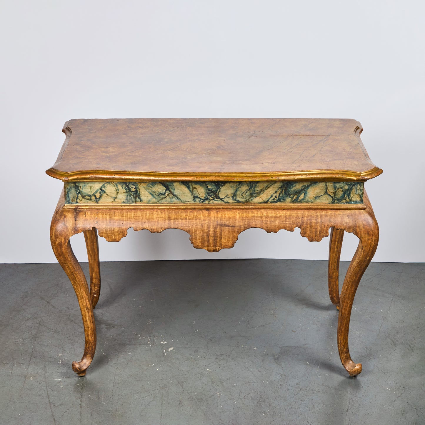 Pair Faux Marble and Gilded Consoles