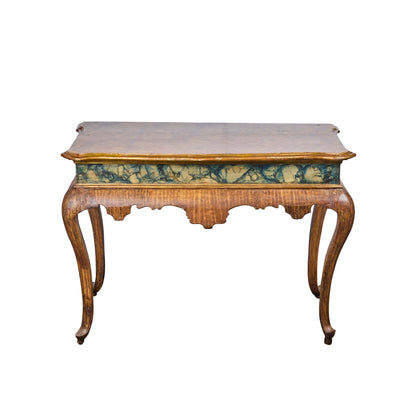 Pair Faux Marble and Gilded Consoles