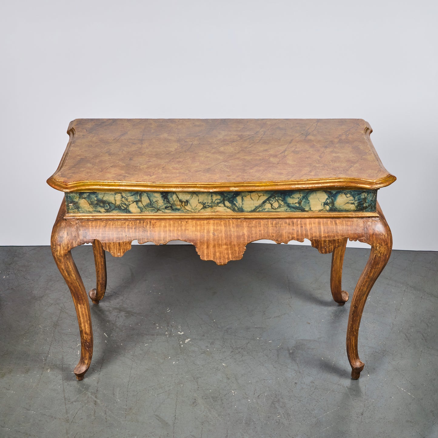 Pair Faux Marble and Gilded Consoles