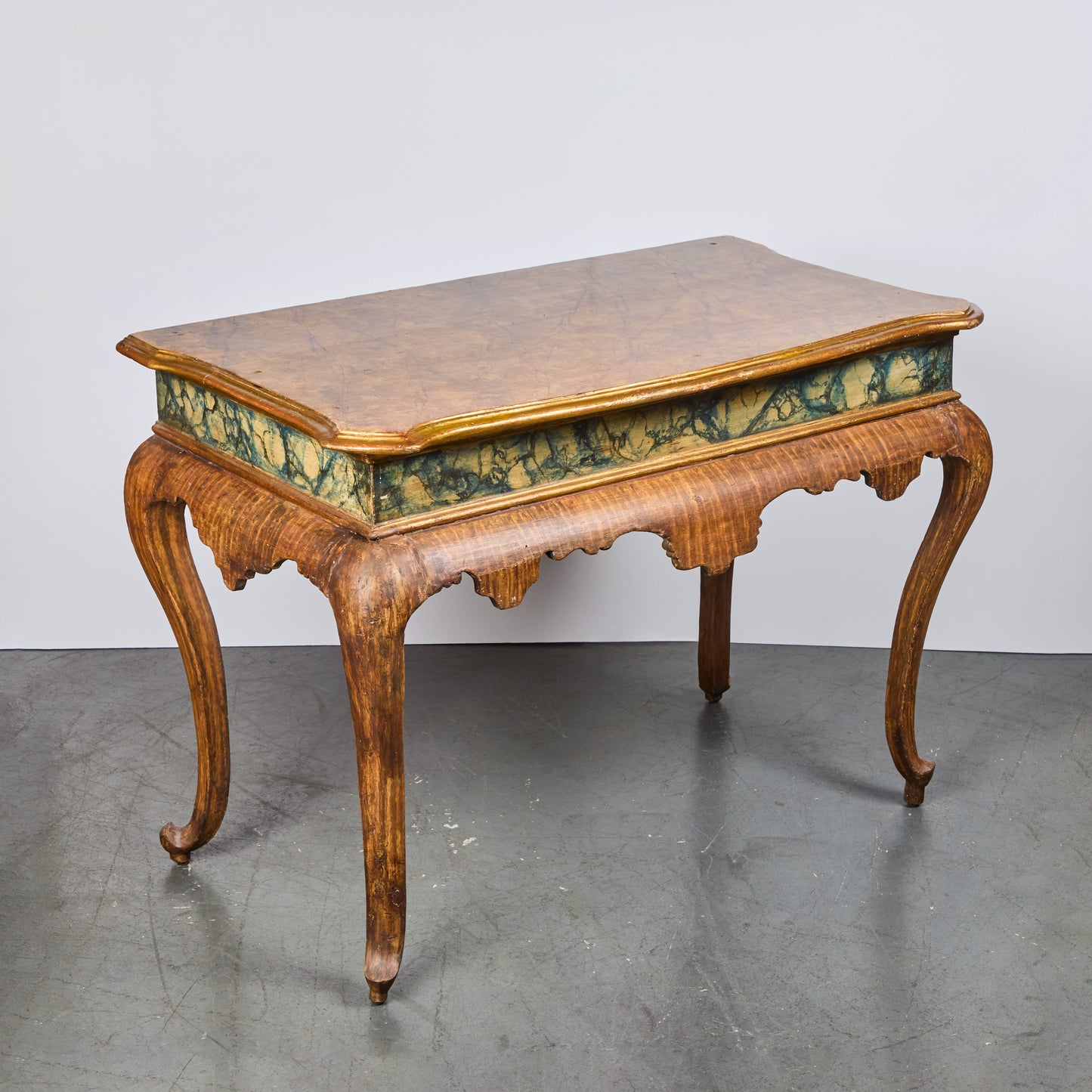 Pair Faux Marble and Gilded Consoles