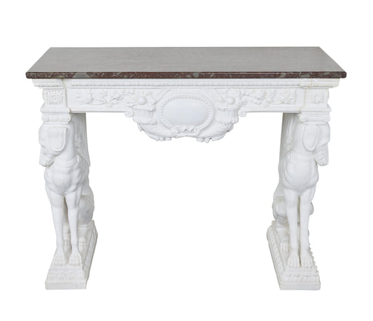 Hand-Carved Carrara Marble Console Table