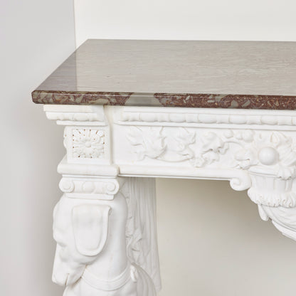 Hand-Carved Carrara Marble Console Table