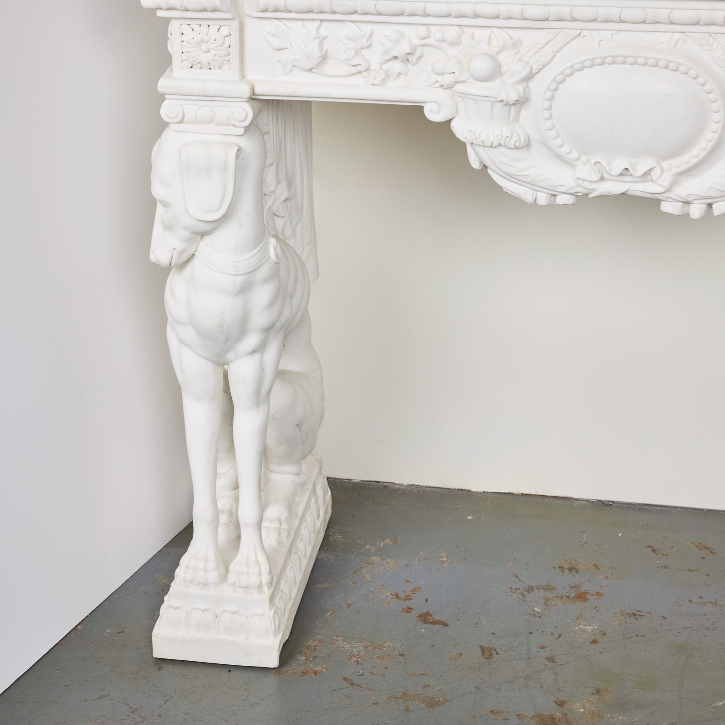 Hand-Carved Carrara Marble Console Table