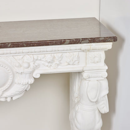 Hand-Carved Carrara Marble Console Table