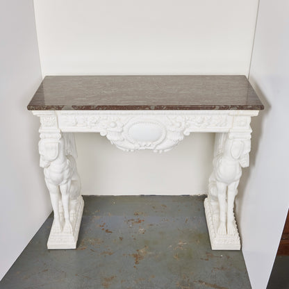 Hand-Carved Carrara Marble Console Table