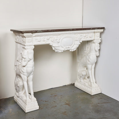 Hand-Carved Carrara Marble Console Table